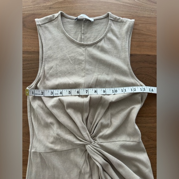 NWOT Mango Sleeveless Knot Front Midi Dress – light beige/gray – Size Medium - Picture 10 of 12